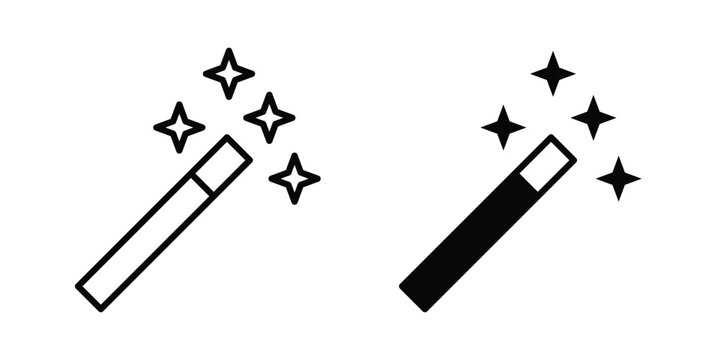 Magic icon Flat and linear stroke vector design isolated illustration.