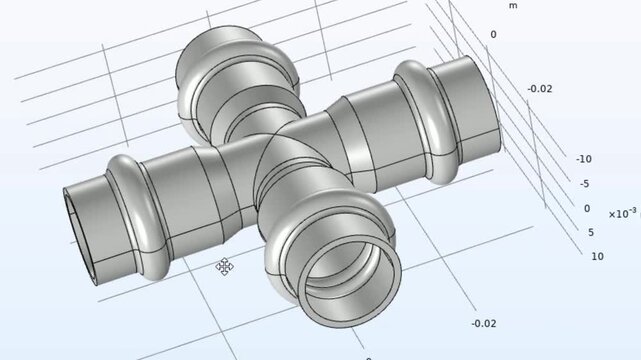 Video animation of metal or plastic pipe. Computer 3d modeling with rotation. Technic cad analysis
of steel mechanical part with hole using computer aided design system. Engineering calculation.