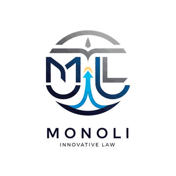 Innovative Law Logo with Combined M and L Initials, Upward Arrow, and Circular Design on an Isolated White Background