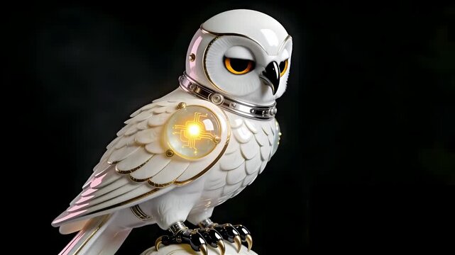 3D Mechanical Kirin Totem - White Porcelain & Imperial Jade - Futuristic AI Technology Asset - Isolated on Black Void