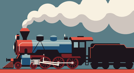 Vintage Steam Locomotive Train Engine. © Anis