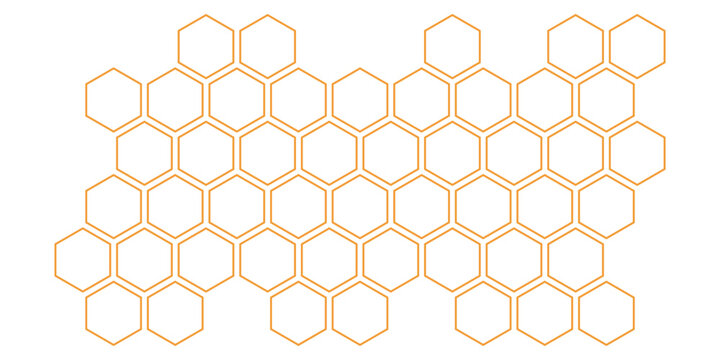 simple orange outline honeycomb pattern for banner poster background.