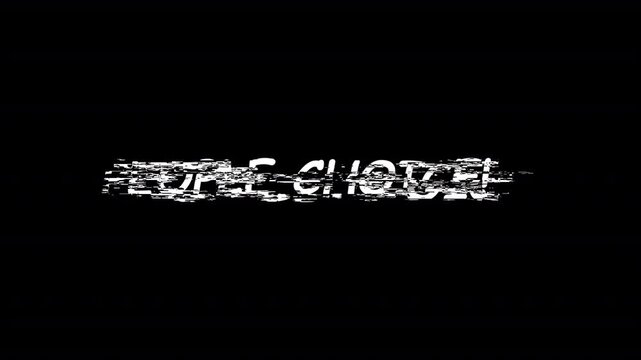 people choice text glitch animation with noise effect in black background in HD animation with alpha channel people choice 