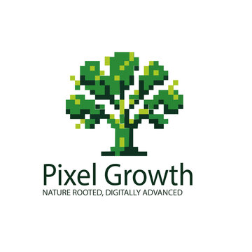 Pixel Growth Logo &ndash; Digital Startup Progress & Data Innovation Brand Identity