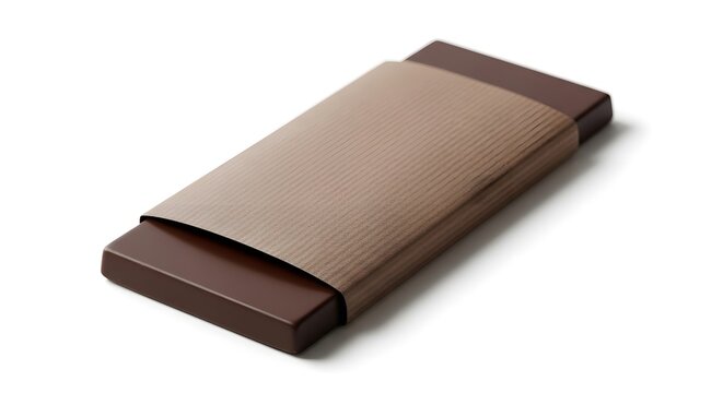 Dark Chocolate Bar with Kraft Paper Sleeve Mockup Isolated on White