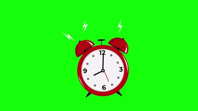 Animated Ringing Red Alarm Clock Time Reminder Motion Loop on Alpha Channel