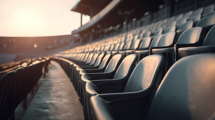 Naklejka premium Empty Stadium Seats in Soft Evening Light