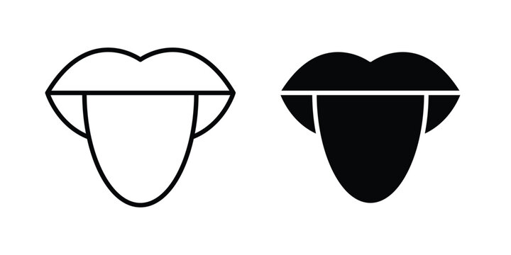Tongue icon Flat and linear stroke vector design isolated illustration.