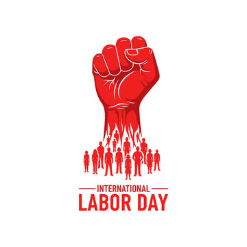 Powerful red fist illustration symbolizing unity and strength for International Labor Day celebration