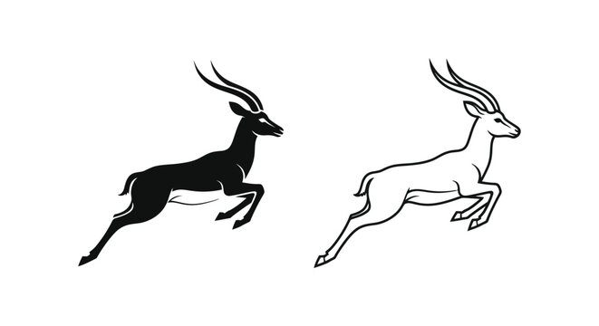Antelope Icon Designs: Stylish Animal Illustrations Vector