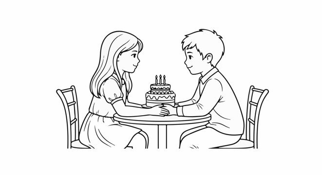 Couple holding hands over a tiered cake with candles on a table