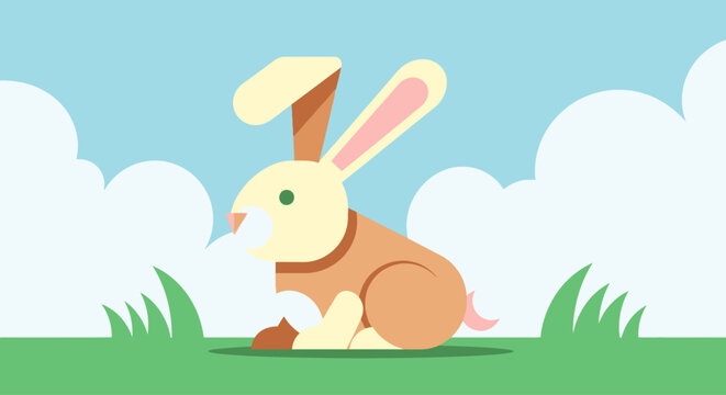 Cute Brown Rabbit Sitting Down.