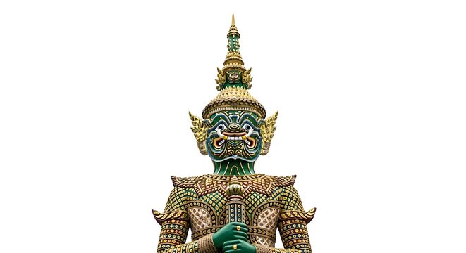 Thai Temple Guardian Statue - A Detailed and Focused View.