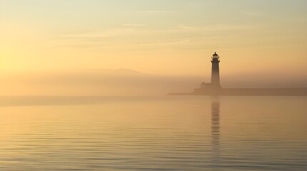 Fototapeta premium sunset lighthouse at the harbor