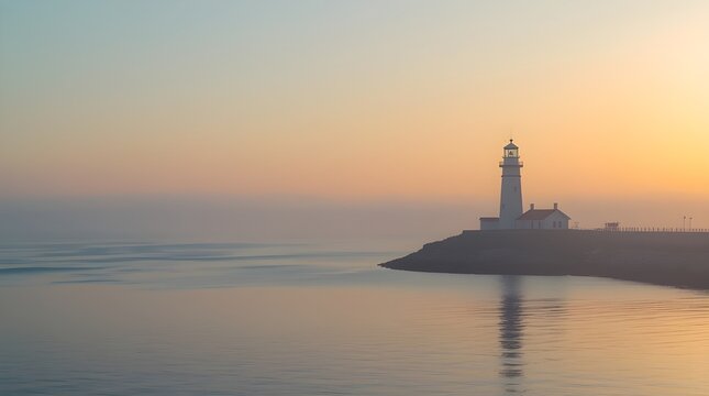 sunset lighthouse at the harbor