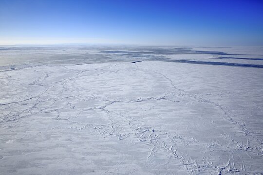 Aerial view, pack ice, Magdalen Islands, Gulf of Saint Lawrence, Quebec, Canada