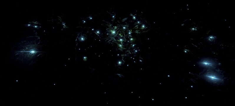 Bioluminescence, luminous glow worm (Arachnocampa luminosa), maggot of Fungus gnats (Mycetophilidae) in a cave, endemic in New Zealand, Leith Valley, Dunedin, New Zealand