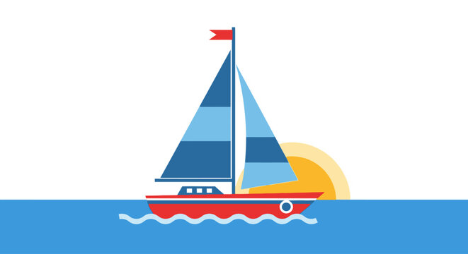 Sailing Boat on the Water Surface.