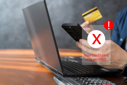 Declined Credit Card Payment Alert on Smartphone During Online Shopping