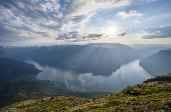 View from the top of Mount Prest, Aurlandsfjord, Aurland, Norway