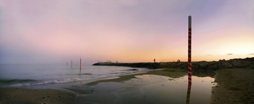 Sunset at the beach of Cavallino, Venice, Italy, Europe