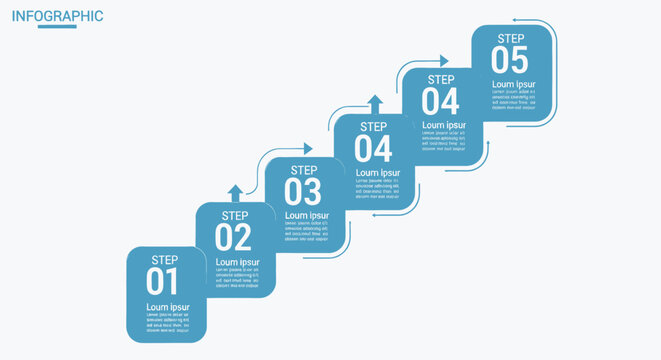 Progress Bar Infographic Showing Five Steps for Business Growth and Planning