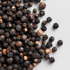 Obraz premium Top View of Peppercorns Scattered on Surface