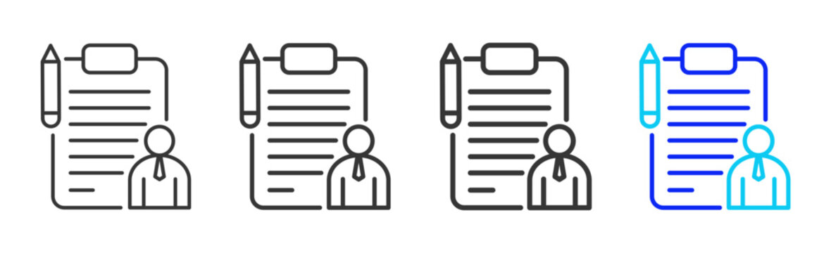 Office Note icon collection creative outline style finance multiple thickness variations for angel investor startup growth business investment modern vector pack