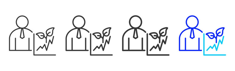 Obraz premium Growth Team icon collection creative outline style finance multiple thickness variations for angel investor startup growth business investment modern vector pack