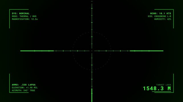 Advanced Tactical Sniper Scope Night Vision Crosshair HUD Overlay 4K 60FPS