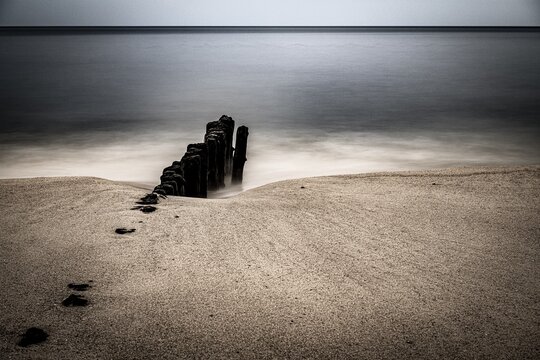 Groynes on the beach, Sylt Island, Germany