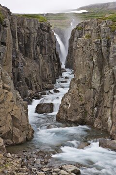 Go&eth;afoss Waterfall, Laugarh&oacute;ll, Western Fjord, Iceland, Atlantic Ocean