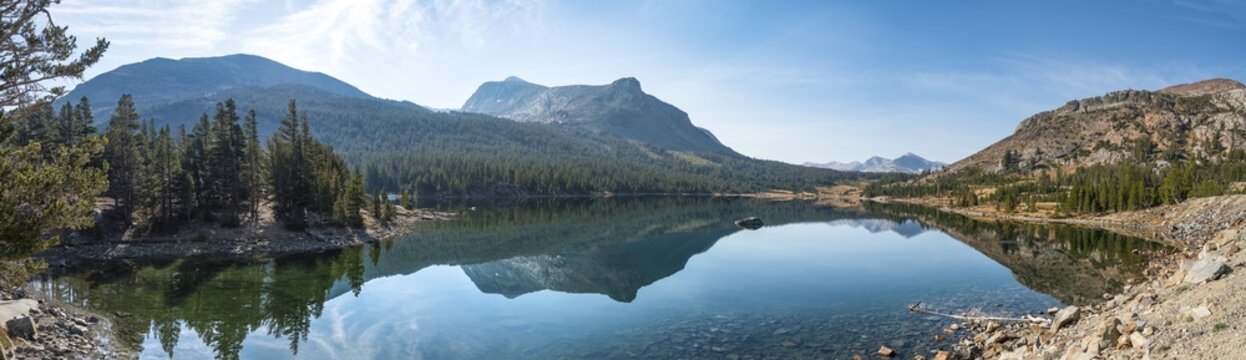 Mountains, landscape, Tioga Lake, Inyo National Forest, Mono County, California, USA