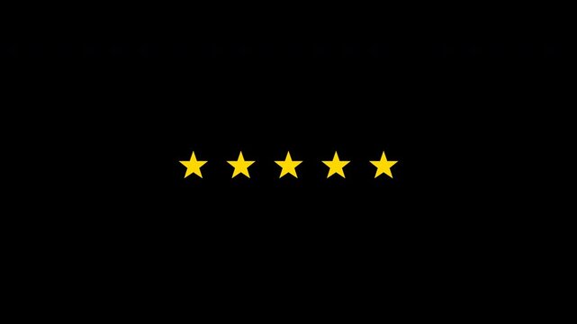 Rating Five Stars  on a black background representing excellence and quality