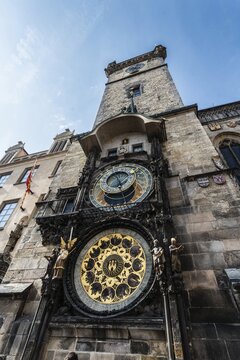 Prague astronomical clock or Prague orloj, medieval clock, Old Town City Hall, Old Town Square, Prague, Czech Republic
