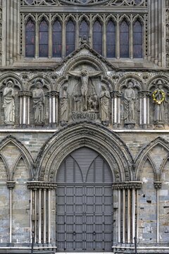 Entrance portal with holy figures, Nidaros Cathedral, Trondheim, Tr&oslash;ndelag, Norway