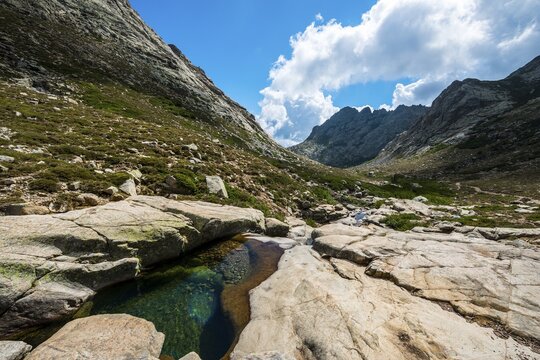 Pool in the mountains, river Golo, Parc naturel r&eacute;gional de Corse, Regional Natural Park of Corsica, Corsica, France