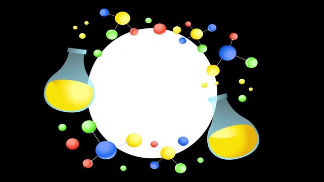 Laboratory Flask and Molecule Science Animation Loop with Alpha Channel