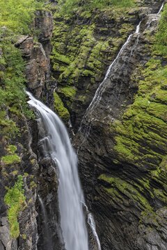 Gorzifossen waterfall, Gorsa bridge, K&aring;fjord Canyon, Troms og Finnmark, Norway