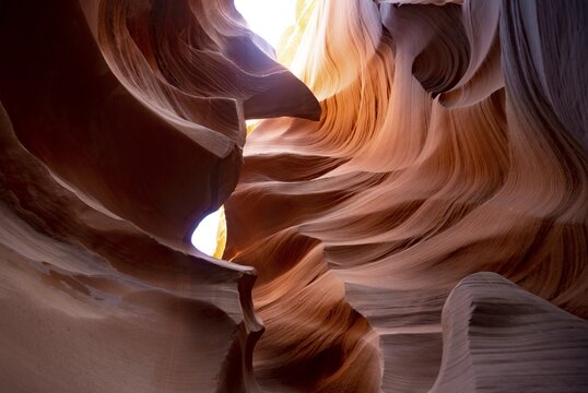 Colourful sandstone formation, incident light, Lower Antelope Canyon, Slot Canyon, Page, Arizona, USA