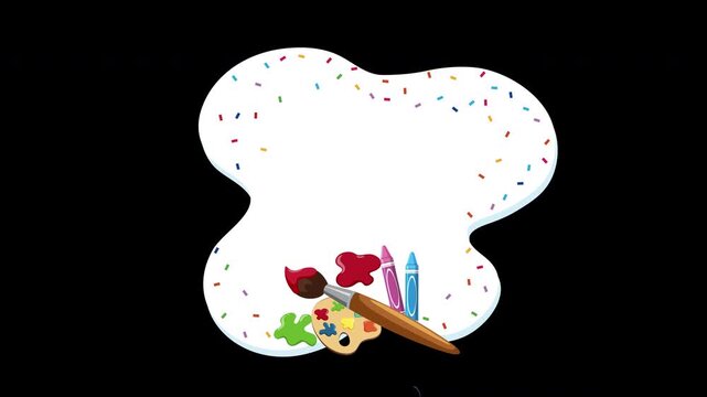 Creative Art Palette and Paint Brush Animation Motion Loop with Alpha Channel