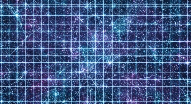 Digital Grid Over Cosmic Nebula