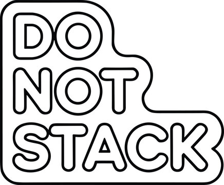 Bold outlined DO NOT STACK warning label icon with rounded text border, minimalistic design symbolizing packaging safety, shipping instructions, and product handling caution
