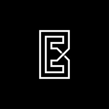 Linear Letter E or EX or EB Monogram, Letter E Real Estate Logo. One line letter E logo. Framed Letter E Logo design Idea. 