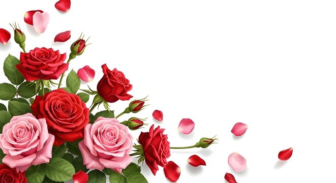 Romantic rose clipart beautiful red and pink flowers for valentine's day designs