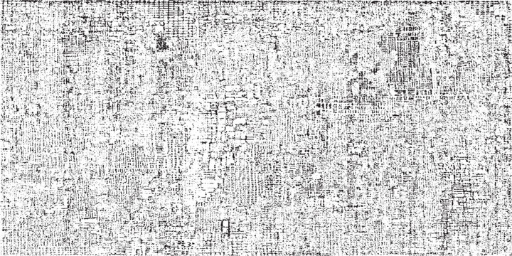 Monochrome texture composed of irregular graphic elements. Distressed uneven grunge background. Abstract vector illustration. Overlay for interesting effect and depth. Isolated on white background.