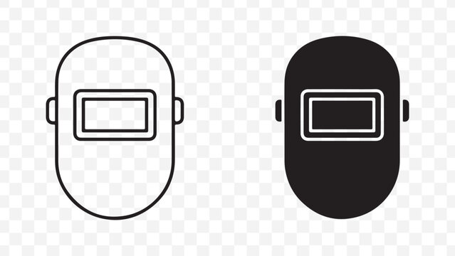 Minimalist line art and solid black welding masks for industrial templates isolated on Transparent Background