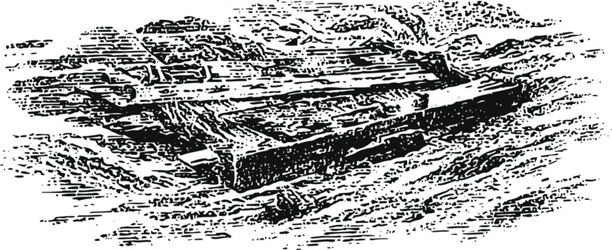 Vintage wooden railway sleepers laid on the ground with gravel and dirt texture