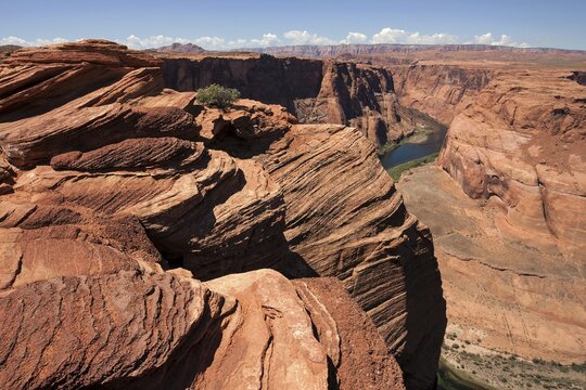 Eroded rock formations at Horseshoe Bend, Page, Arizona, USA