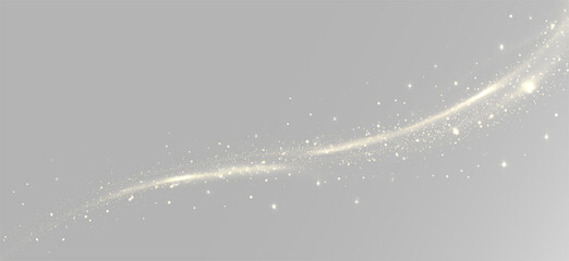 Gold wave effect with glitter sparkles and bokeh on transparent background png © Alehandro